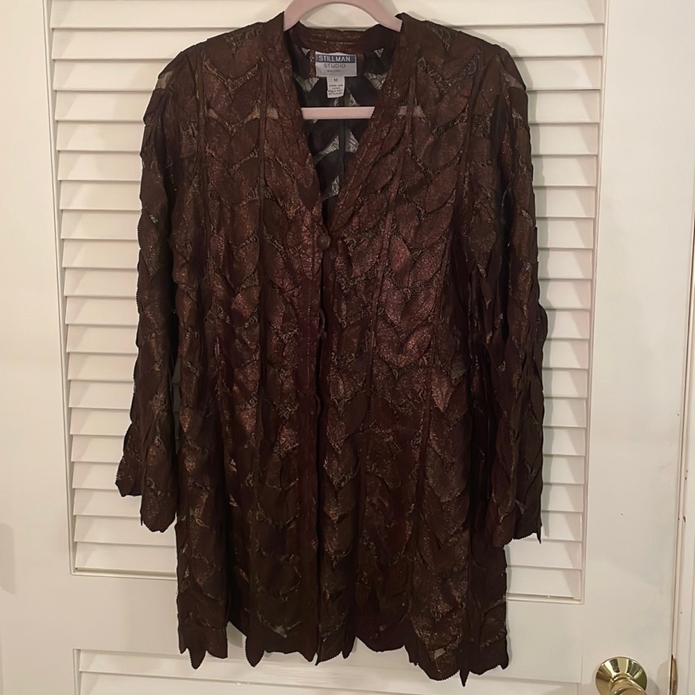 STILLMAN Studio New York Metallic Copper Leaf Lamb Leather Cardigan Jacket